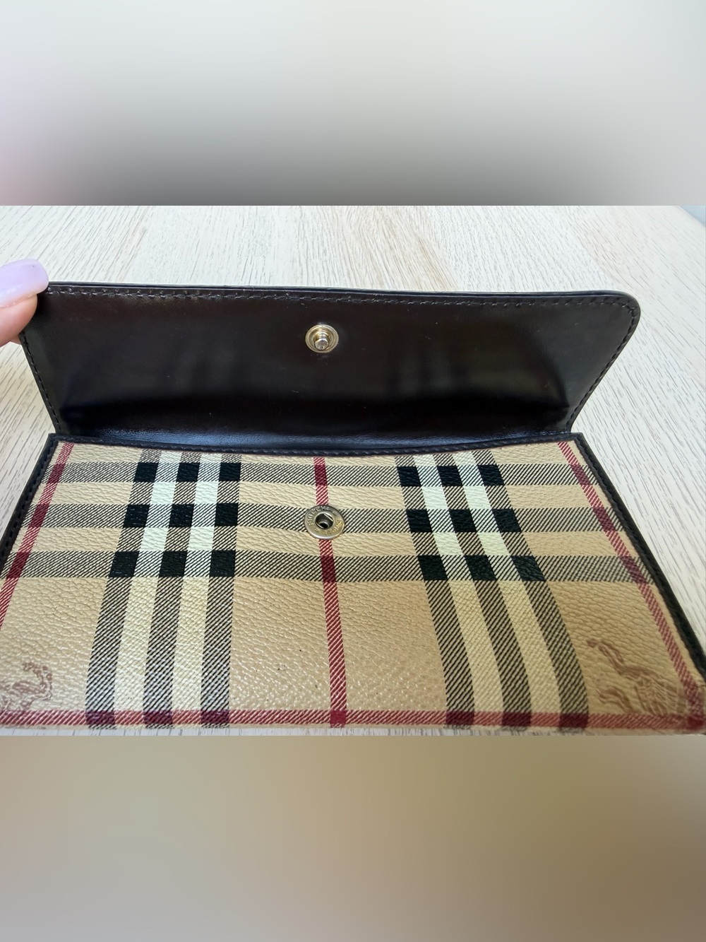 Authentic Burberry Haymarket Check Continental Wallet Brown Leather - Picture 12 of 16